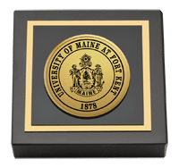 University of Maine Fort Kent Gold Engraved Medallion Paperweight