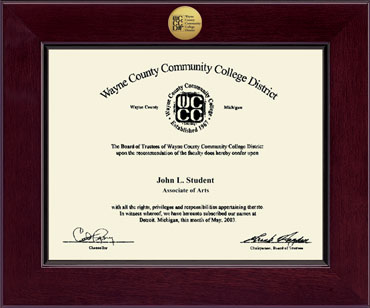 Wayne County Community College District Century Gold Engraved Diploma Frame in Cordova