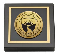 Landmark College Gold Engraved Medallion Paperweight