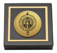 Peru State College Gold Engraved Medallion Paperweight