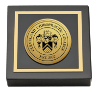 Cleveland Chiropractic College Gold Engraved Medallion Paperweight