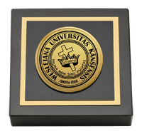 Kansas Wesleyan University Gold Engraved Medallion Paperweight