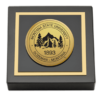 Montana State University Bozeman paperweight - Gold Engraved Medallion Paperweight