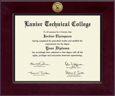Lanier Technical College Century Gold Engraved Diploma Frame in Cordova