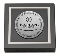 Kaplan College Silver Engraved Medallion Paperweight