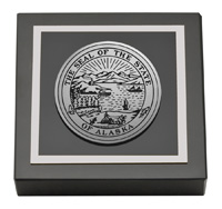 State of Alaska Silver Engraved Medallion Paperweight