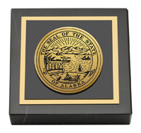 State of Alaska Gold Engraved Medallion Paperweight