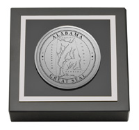 State of Alabama paperweight - Silver Engraved Medallion Paperweight