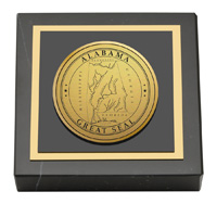 State of Alabama Gold Engraved Medallion Paperweight