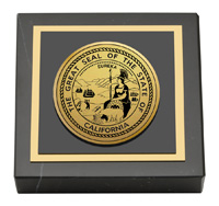 State of California Gold Engraved Medallion Paperweight