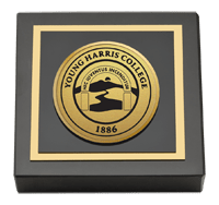 Young Harris College Gold Engraved Medallion Paperweight