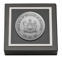 State of Delaware Silver Engraved Medallion Paperweight