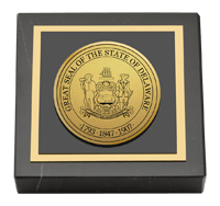 State of Delaware Gold Engraved Medallion Paperweight