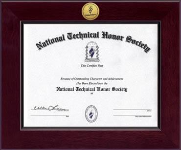 National Technical Honor Society Century Gold Engraved Certificate Frame in Cordova