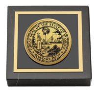 State of Florida Gold Engraved Medallion Paperweight - Florida