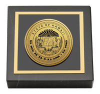 State of Hawaii Gold Engraved Medallion Paperweight
