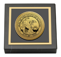 State of Illinois Gold Engraved Medallion Paperweight