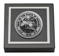 State of Indiana Silver Engraved Medallion Paperweight