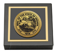 State of Indiana Gold Engraved Medallion Paperweight