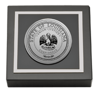 State of Louisiana Silver Engraved Medallion Paperweight