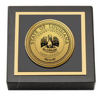 State of Louisiana Gold Engraved Medallion Paperweight