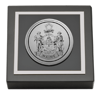 State of Maine paperweight - Silver Engraved Medallion Paperweight