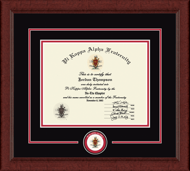 Pi Kappa Alpha Lasting Memories Circle Logo Certificate Frame in Sierra