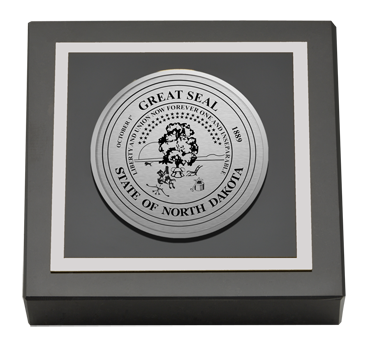 State of North Dakota Silver Engraved Medallion Paperweight