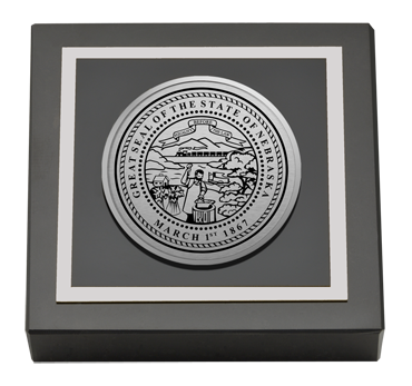 State of Nebraska Silver Engraved Medallion Paperweight
