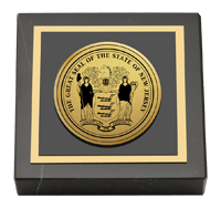 State of New Jersey Gold Engraved Medallion Paperweight