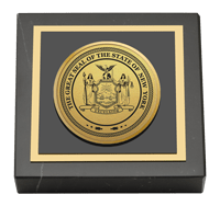 State of New York Gold Engraved Medallion Paperweight