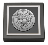 State of Oregon Silver Engraved Medallion Paperweight