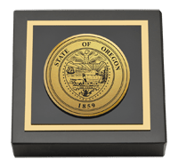 State of Oregon paperweight - Gold Engraved Medallion Paperweight