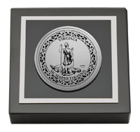 Commonwealth of Virginia paperweight - Silver Engraved Medallion Paperweight