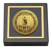 Commonwealth of Virginia Gold Engraved Medallion Paperweight