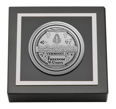 State of Vermont Silver Engraved Medallion Paperweight