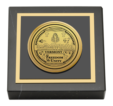 State of Vermont Gold Engraved Medallion Paperweight