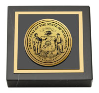 State of Wisconsin Gold Engraved Medallion Paperweight