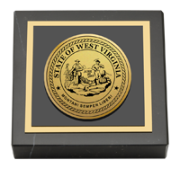 State of West Virginia Gold Engraved Medallion Paperweight