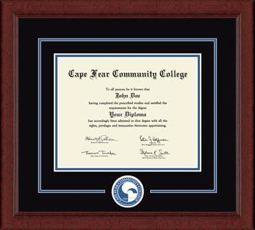 Cape Fear Community College Lasting Memories Circle Logo Diploma Frame in Sierra