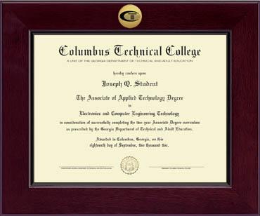 Columbus Technical College Century Gold Engraved Diploma Frame in Cordova