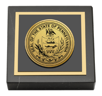 Commonwealth of Pennsylvania Gold Engraved Medallion Paperweight