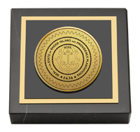 State of Rhode Island Gold Engraved Medallion Paperweight