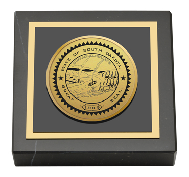 State of South Dakota Gold Engraved Medallion Paperweight