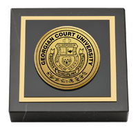 Georgian Court University paperweight - Gold Engraved Medallion Paperweight