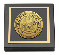 State of Arkansas Gold Engraved Medallion Paperweight