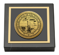 State of Iowa Gold Engraved Medallion Paperweight