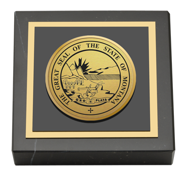 State of Montana Gold Engraved Medallion Paperweight