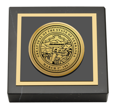 State of Nebraska Gold Engraved Medallion Paperweight
