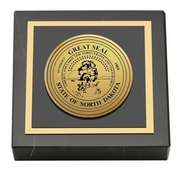 State of North Dakota Gold Engraved Medallion Paperweight